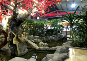 生态园餐厅仿真树水池造景